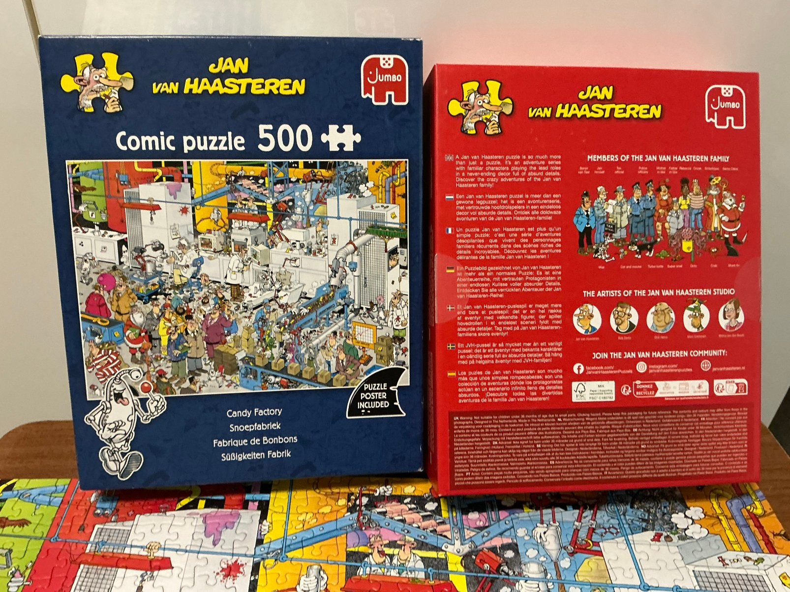 Puzzel Snoepfabriek hilarisch chaos Jan van Haasteren 500, Ophalen of Verzenden, 500 t/m 1500 stukjes, Zo goed als nieuw