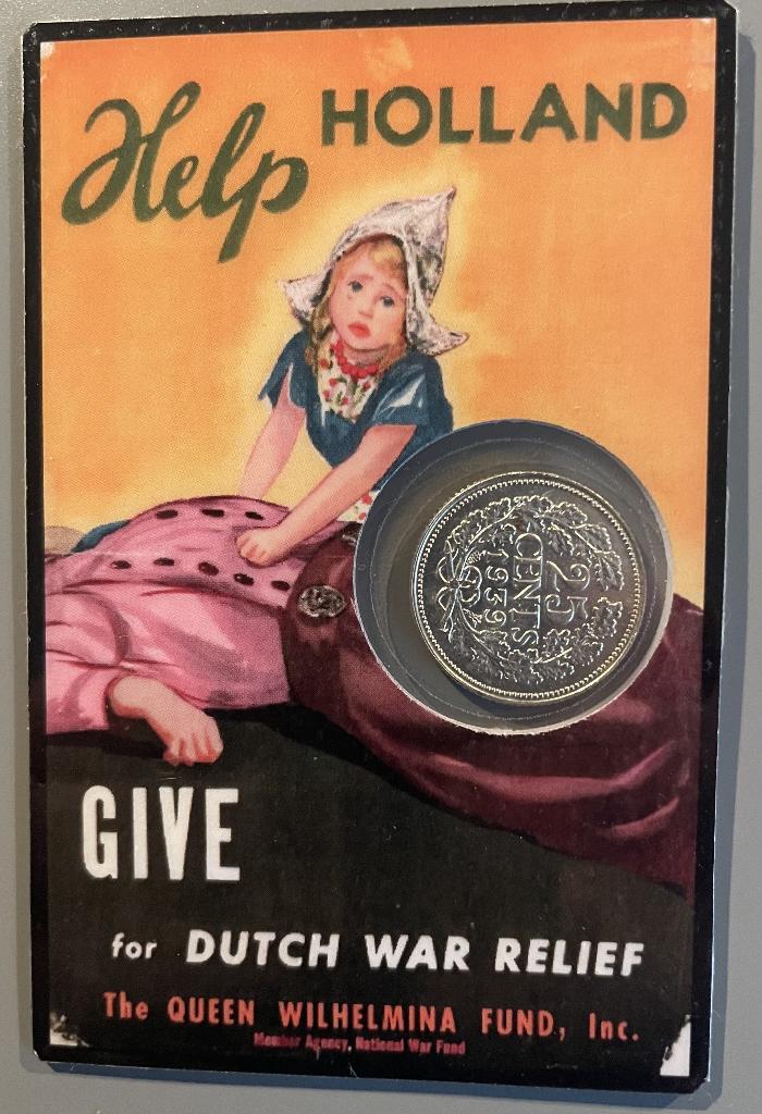 Gezocht/gevraagd: coincard Help Holland, Ophalen of Verzenden, Koningin Wilhelmina, 25 cent