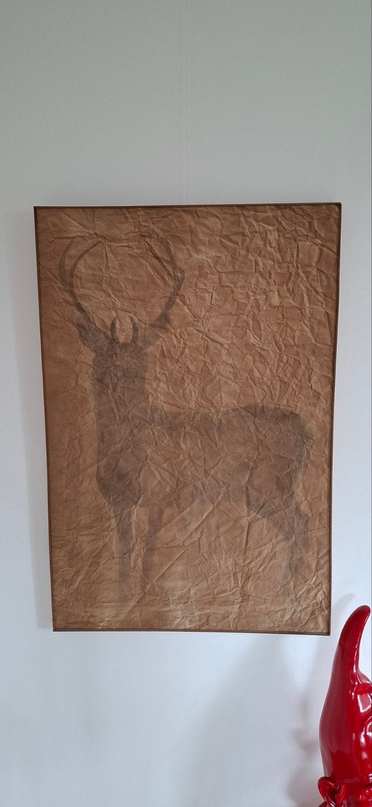 Hert op gekreukeld papier, Papier/karton, Ophalen of Verzenden, Dieren, Overige technieken