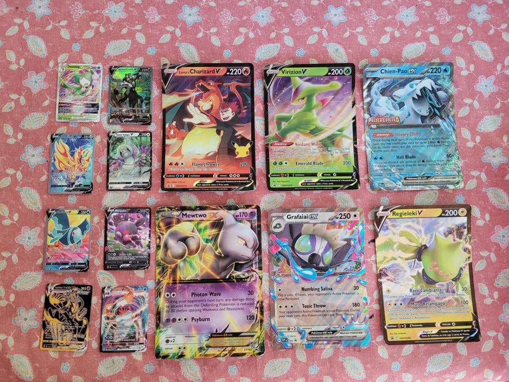 6 XL en XXL Pokémonkaarten + gratis 8 gewone kaarten, Ophalen of Verzenden, Gebruikt, Meerdere kaarten