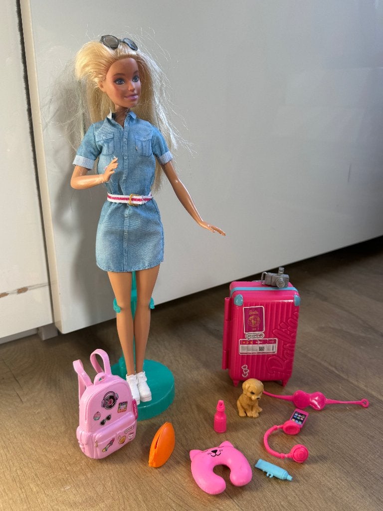 Barbie Reisset met Pop en Accessoires, Ophalen of Verzenden, Gebruikt, Barbie