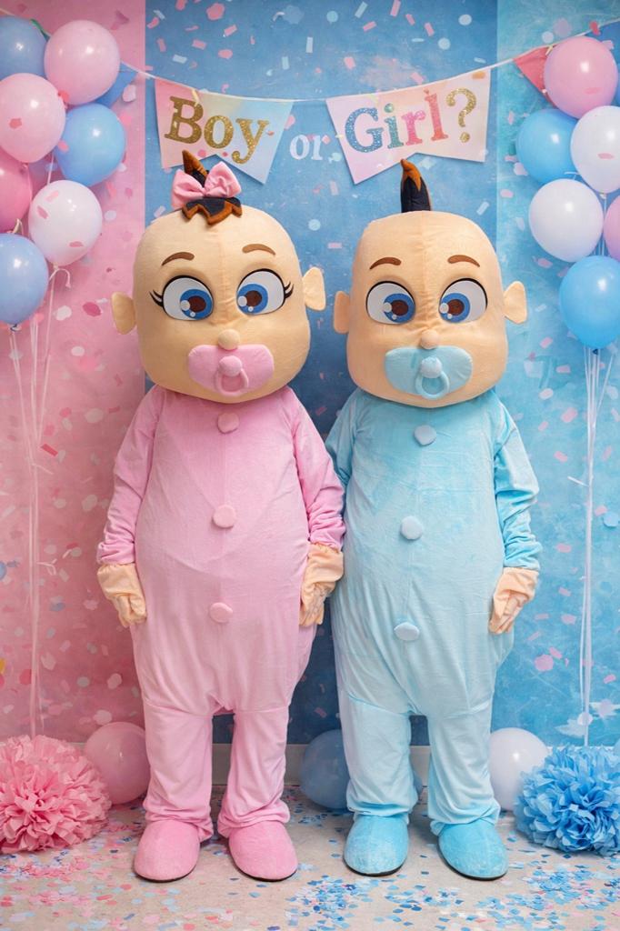 Baby mascotte pakken verhuur gender reveal, Ophalen, Gebruikt, Geboorte of Huwelijk