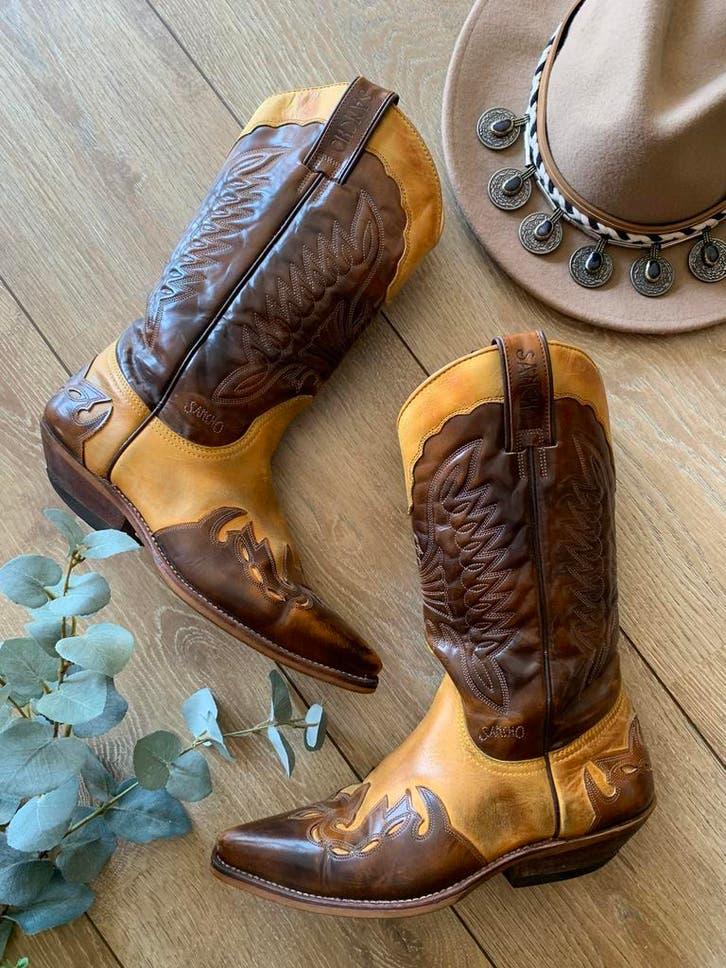 Sancho cowboylaarzen 39 40 western boots laarzen, Kleding | Dames, Schoenen, Zo goed als nieuw, Hoge laarzen, Bruin, Ophalen of Verzenden
