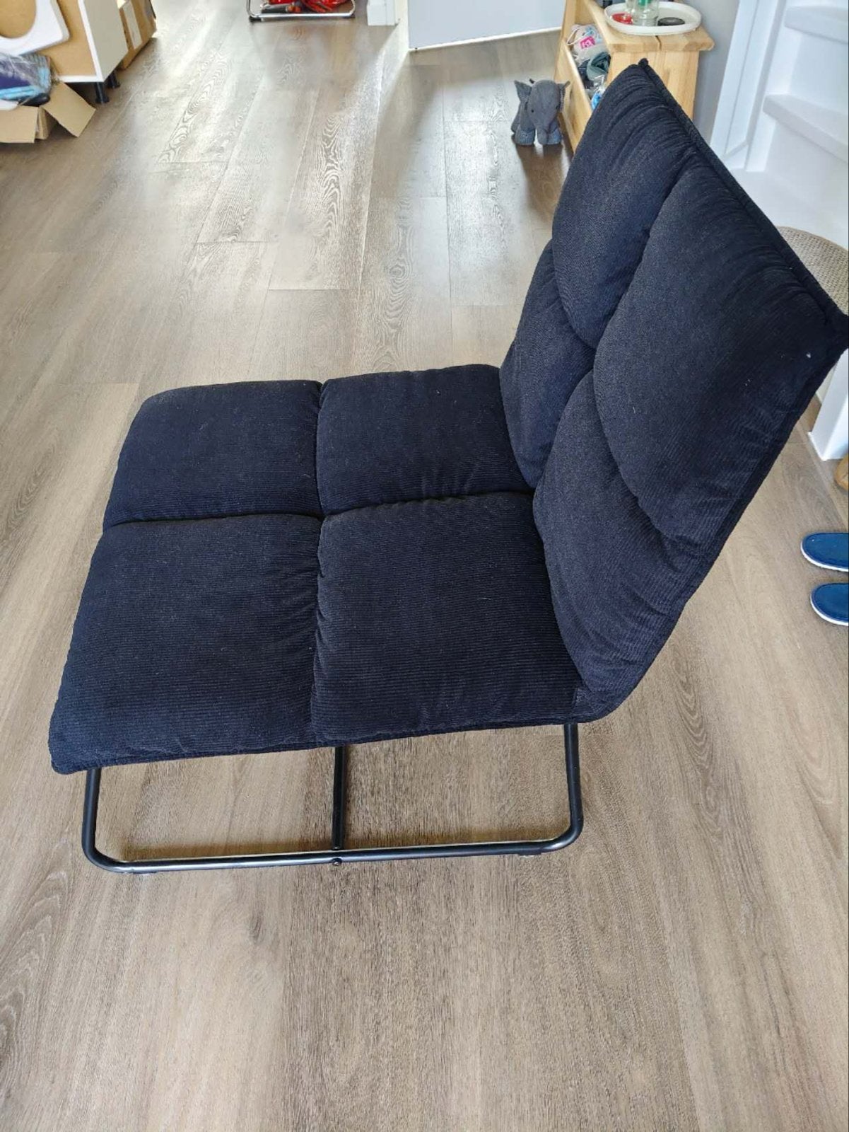 Comfortabele fauteuil / loungestoel – donkerblauw/zwart, Gebruikt, Zwart, Ophalen of Verzenden, Eén