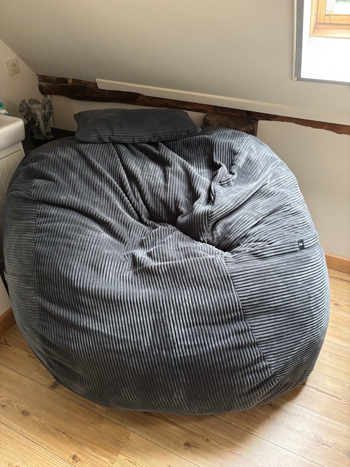 Vetsak large zitzak cord velours dark grey- Cape Town model, Huis en Inrichting, Ophalen, Zo goed als nieuw, Grijs, Zitzak