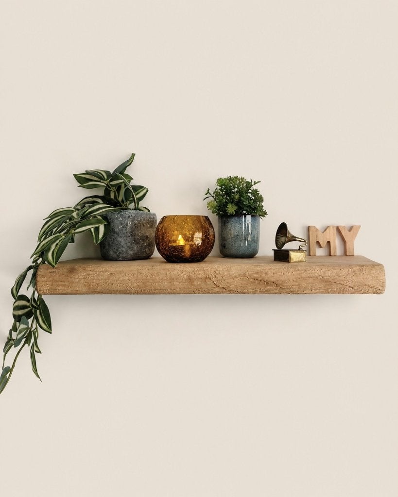 Massief eiken wandplank zwevend + montagepennen 48cm #278, Houtatelier M.Y., Info@myhoutatelier.nl, Nieuw, Ophalen of Verzenden