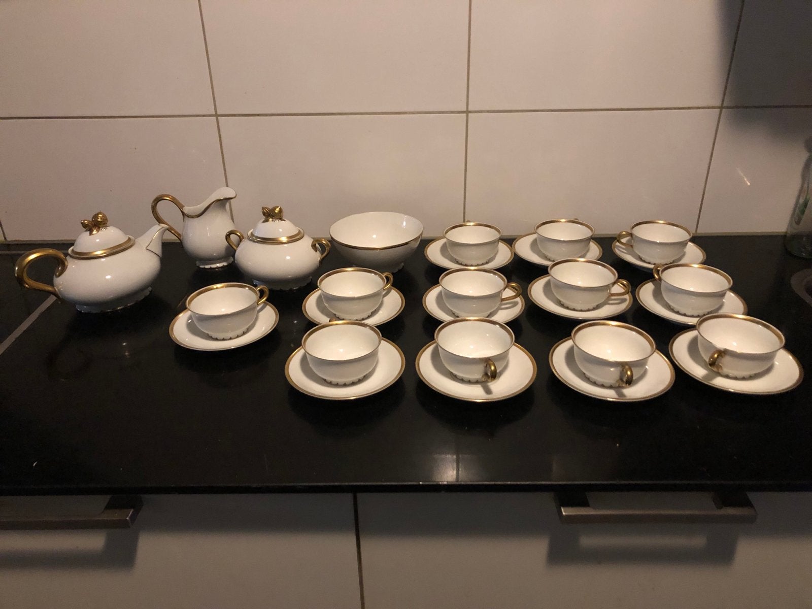 Antiek Paul Müller Selb Servies - Wit met Goud, Antiek en Kunst, Ophalen of Verzenden