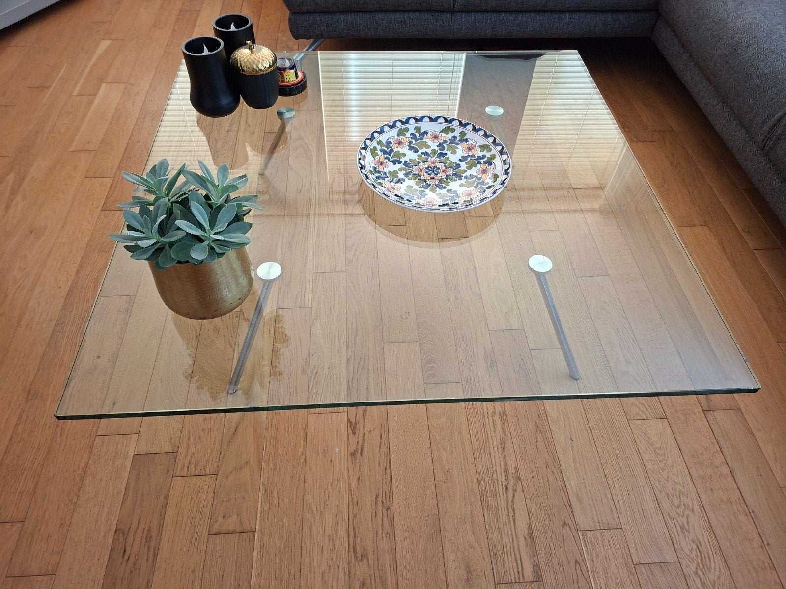 hardglazen salontafel, Huis en Inrichting, Ophalen, Gebruikt, Vierkant, Glas