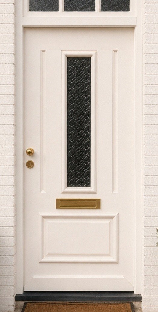 Witte voordeur met glas – klassiek & landelijk – 198x89.5, Ophalen, Gebruikt, 80 tot 100 cm, Buitendeur