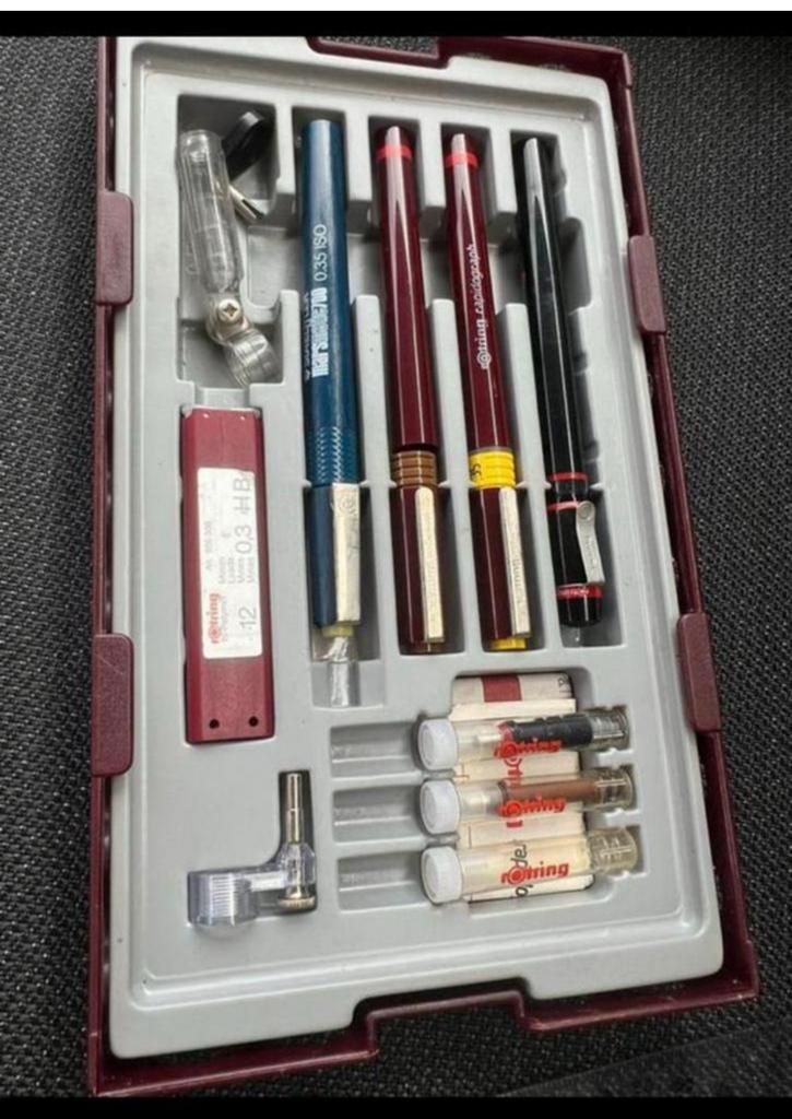 Tekenpen set Rotring, Ophalen of Verzenden, Zo goed als nieuw, Potlood of Stift