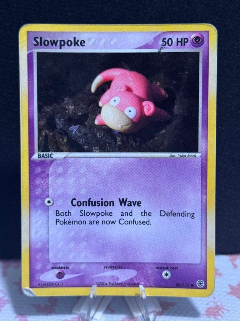 Pokemon Fire Red & Leaf Green Slowpoke 80/112 Reverse Holo, Ophalen of Verzenden, Gebruikt, Losse kaart, Foil