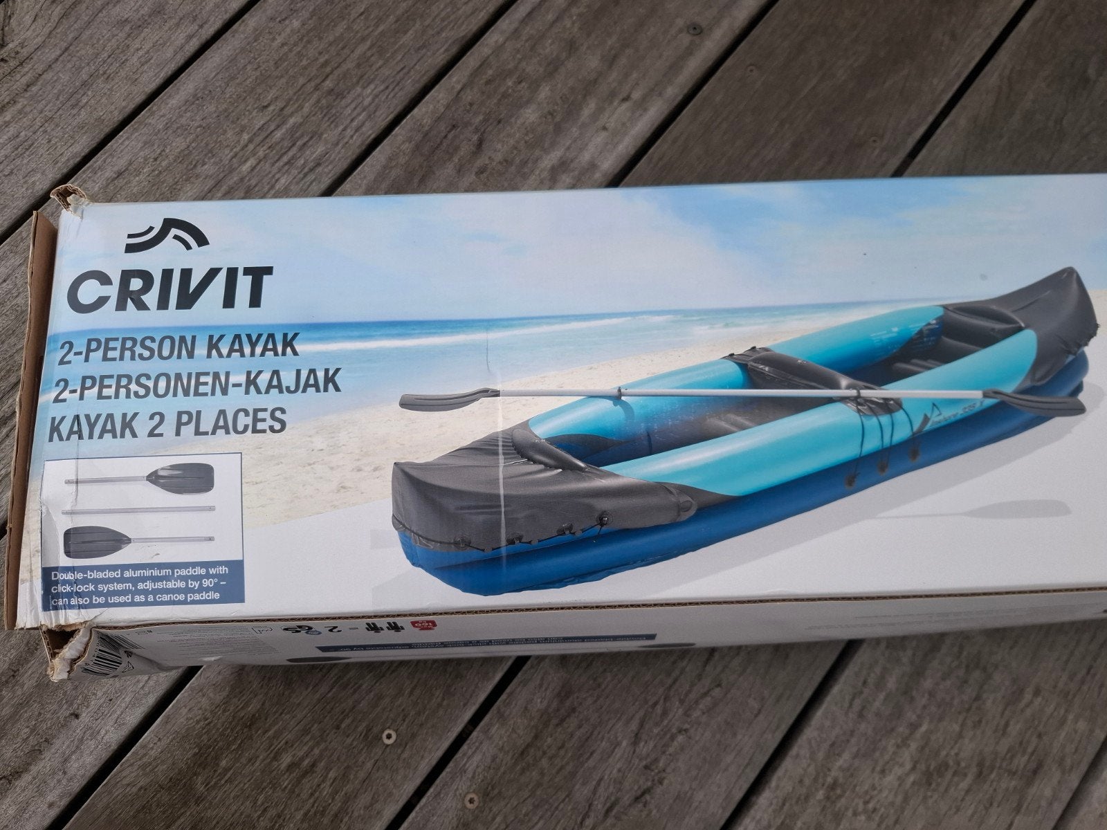Crivit Opblaasbare 2-persoons Kajak - Inshore 335 X, Ophalen, Opblaasbaar, Zo goed als nieuw, 2-persoons
