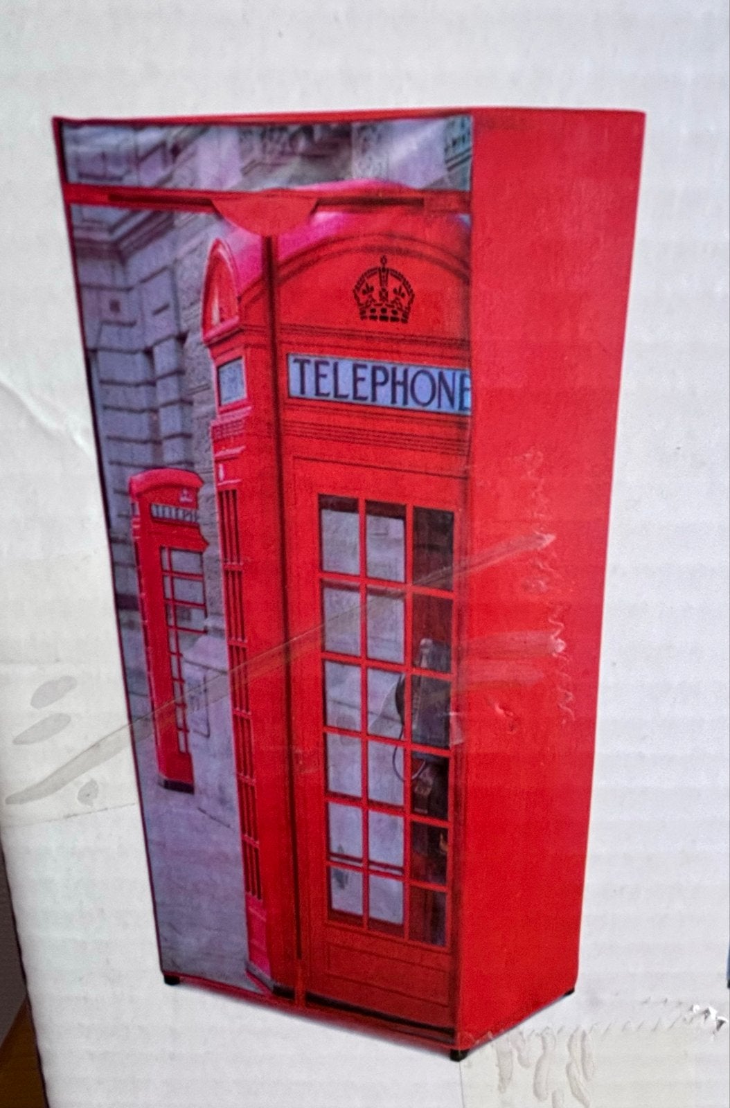 Garderobekast van stof - London Telefooncel design, Overige materialen, Nieuw, 150 tot 200 cm, 25 tot 50 cm