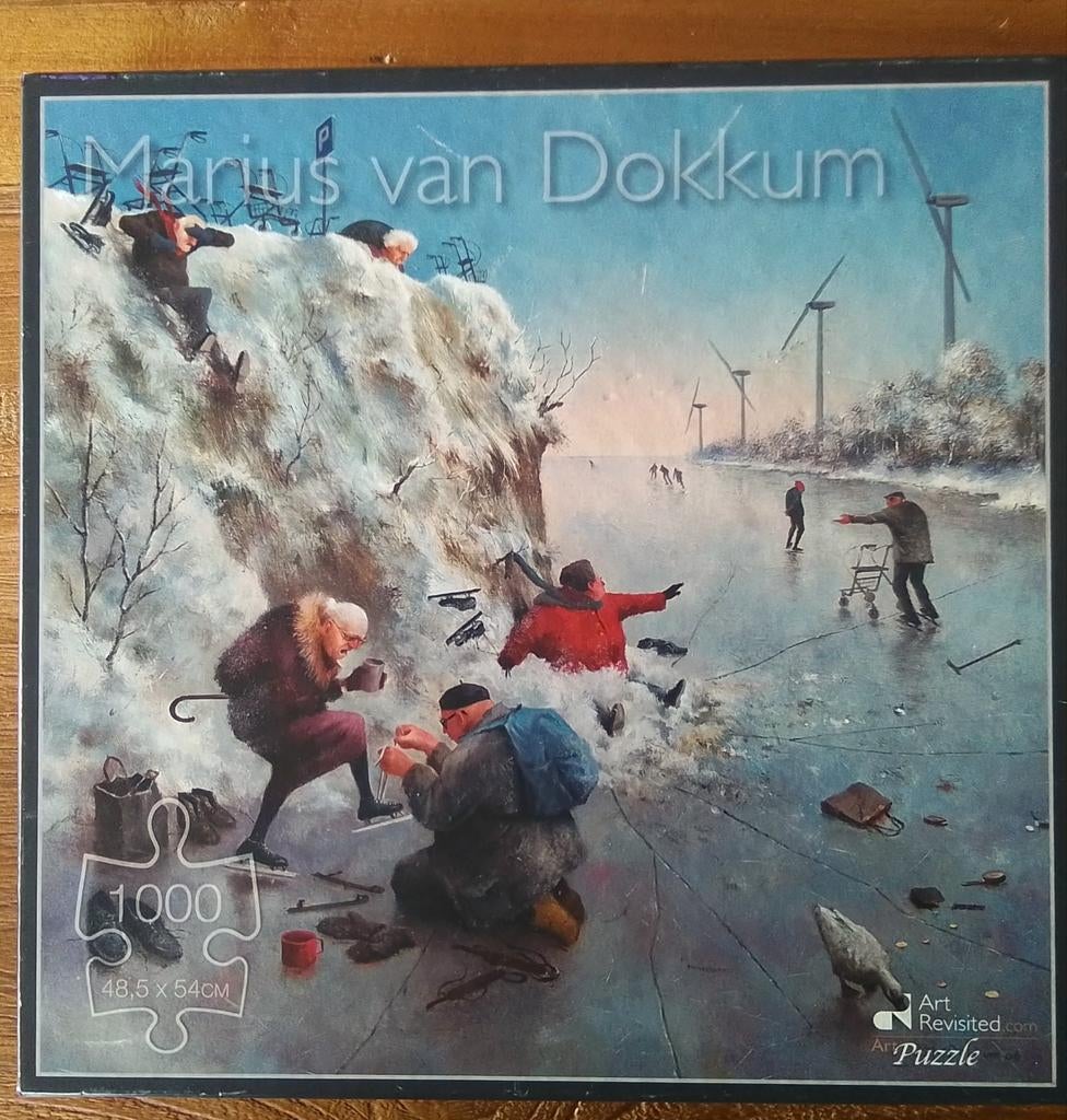 Marius van Dokkum puzzel: ijspret  1000 stukjes, Ophalen of Verzenden, 500 t/m 1500 stukjes, Zo goed als nieuw