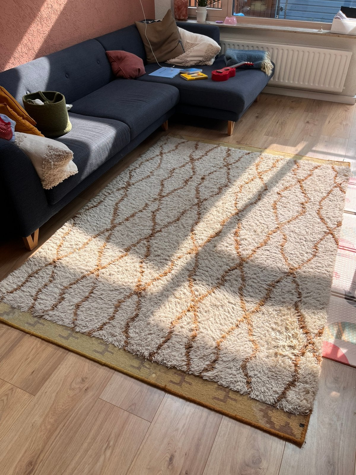 Wollen berber stijl vloerkleed / tapijt hoogpolig (160x230), Ophalen, 150 tot 200 cm, 200 cm of meer, Zo goed als nieuw