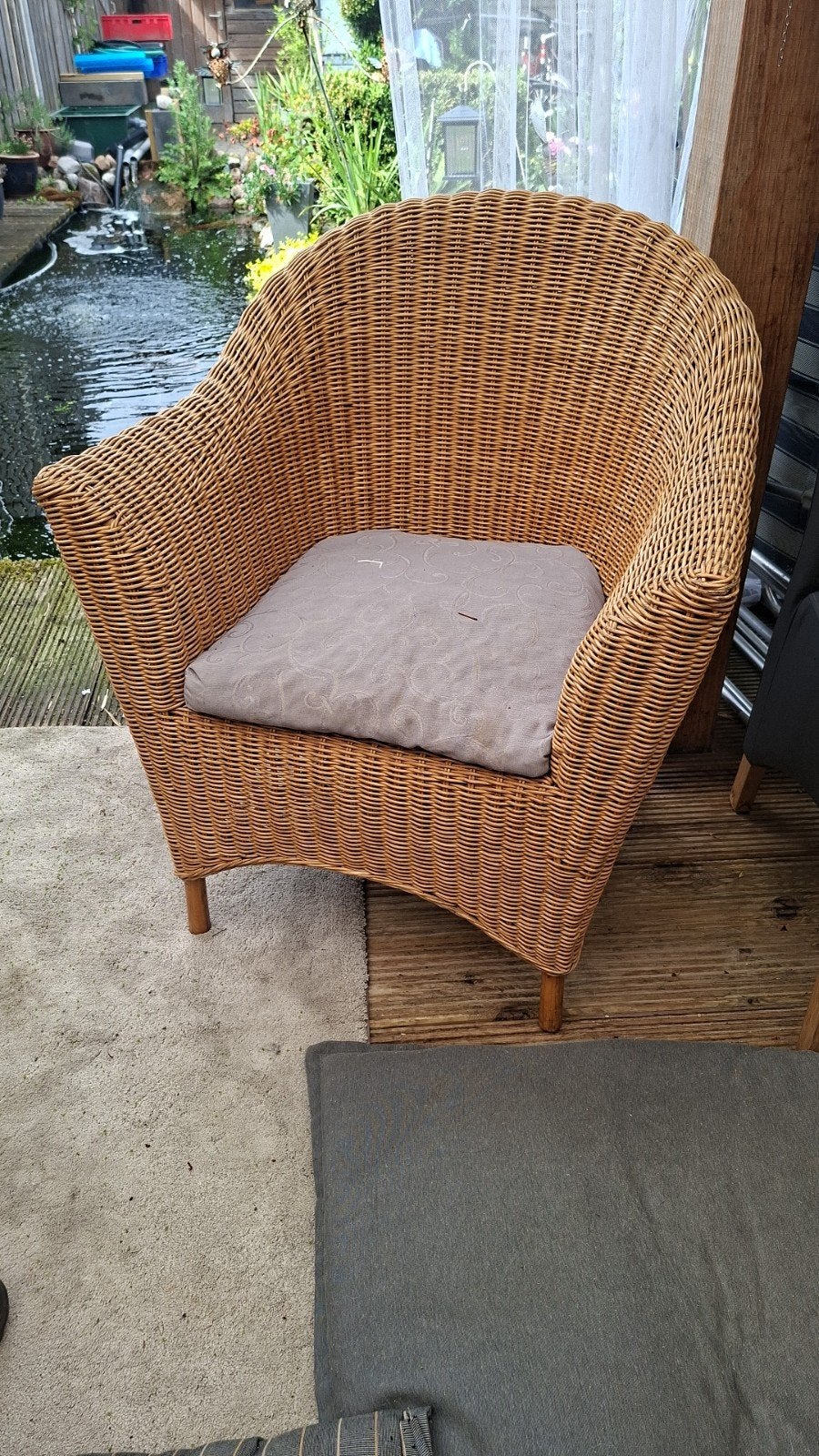 Stevige rieten stoelen, Gebruikt, Twee, Bruin, Riet of Rotan
