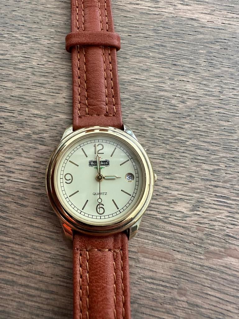Heineken Design Horloge 28mm met Leren Bandje, Overige materialen, Polshorloge, Ophalen, Overige merken