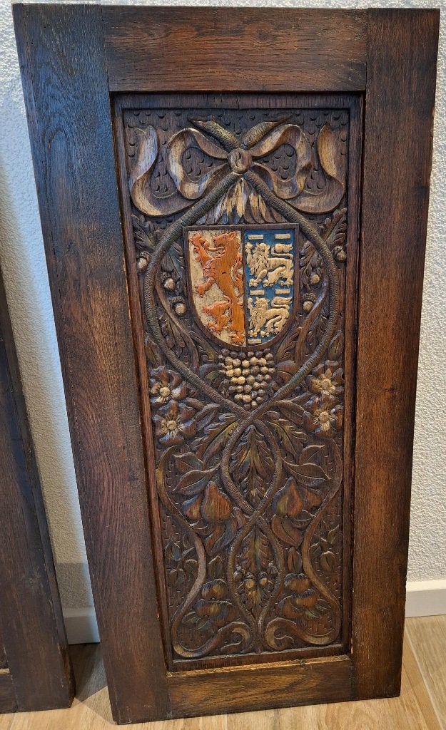 Antiek houten paneel met wapen van Noord-Holland, Ophalen of Verzenden