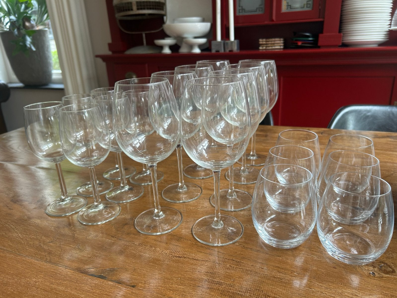 Grote set diverse wijnglazen en waterglazen, Huis en Inrichting, Ophalen, Glas of Glazen, Gebruikt, Glas