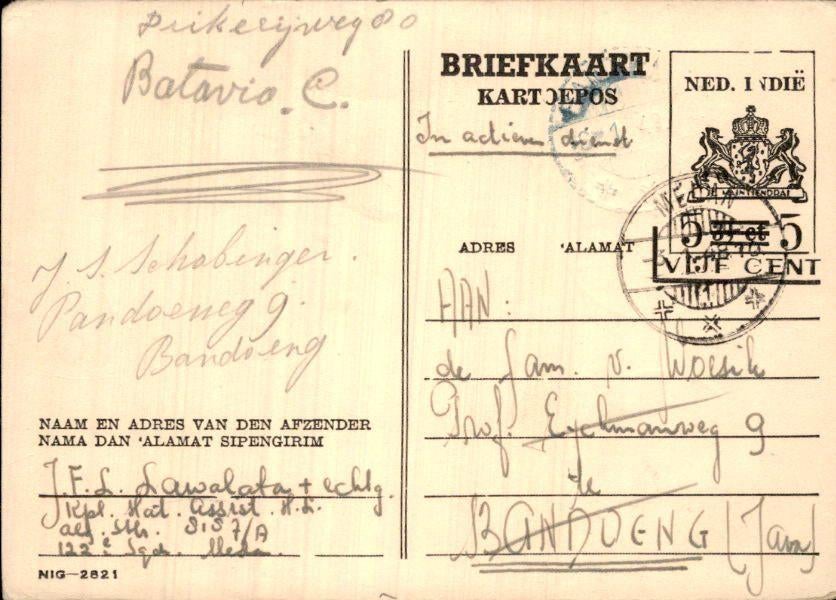 Nederlands Indië - Stempel - Actieve Dienst - 1948, Verzenden, Briefkaart