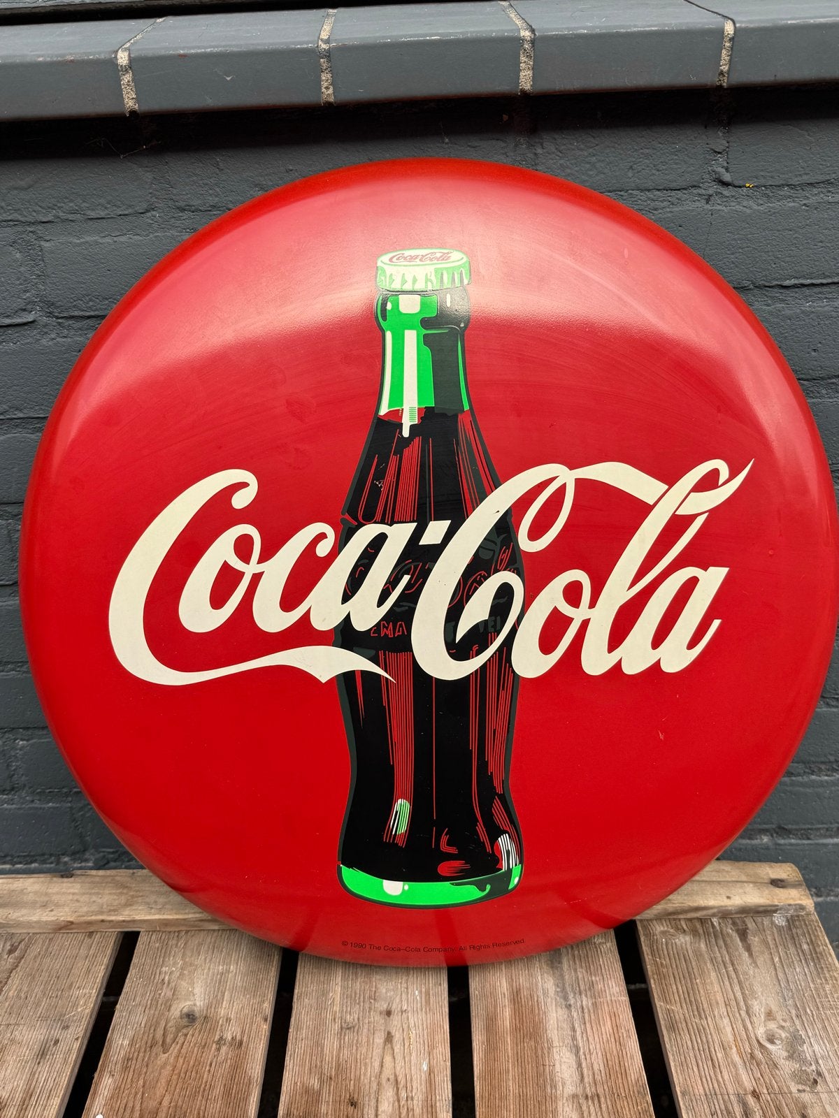 Vintage Coca-Cola Reclamebord - Rond, Reclamebord, Gebruikt, ., Ophalen of Verzenden