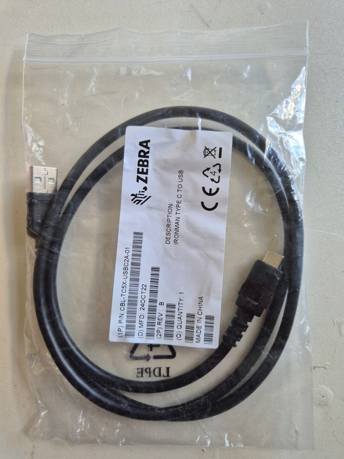 Zebra USB naar USB-C Kabel - Nieuw in Verpakking, Ophalen of Verzenden, Nieuw