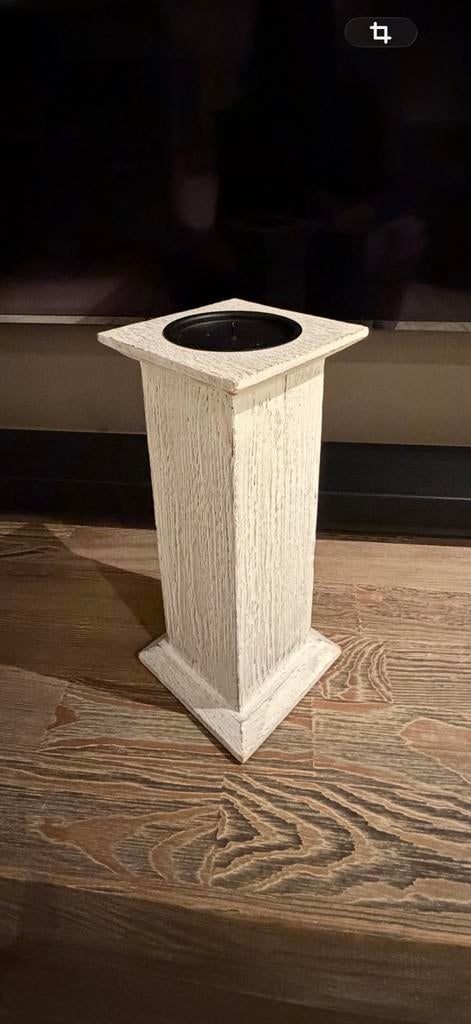 Riverdale kandelaar hout zuil zuiltje, 25 tot 50 cm, Wit, Ophalen of Verzenden, Zo goed als nieuw