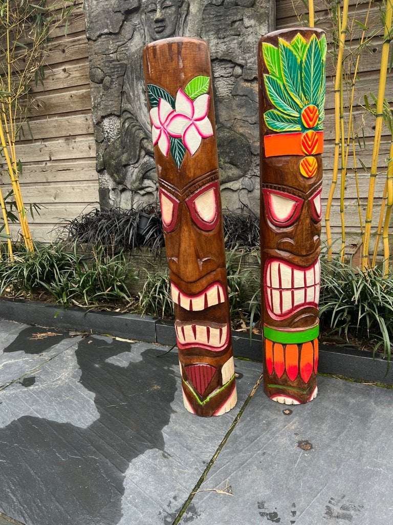 Houtsnijwerk Tiki art totempaal massief, Meerkleurig, Boho, Nieuw, Ophalen of Verzenden