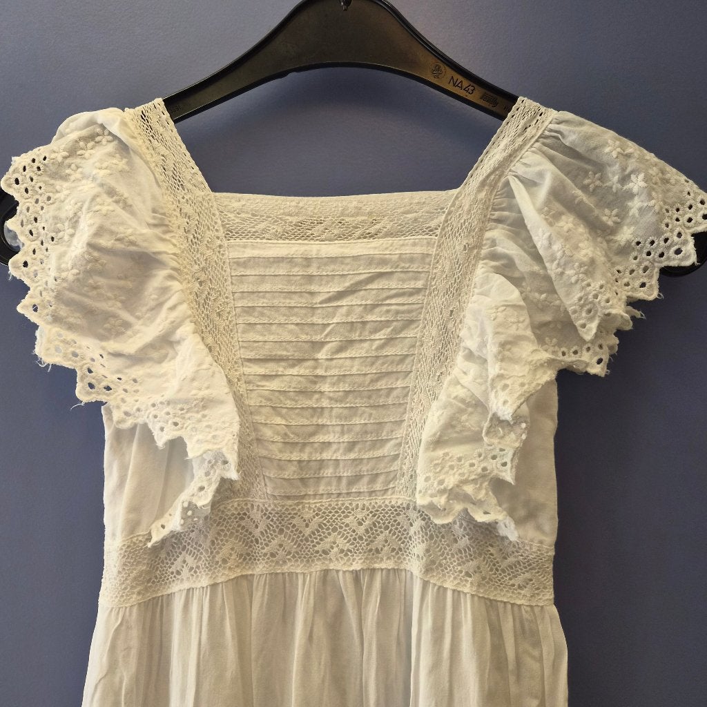 Zara Girls witte boho jurk kant & borduursel mt 128 51345, Meisje, ., Ophalen of Verzenden, Zo goed als nieuw