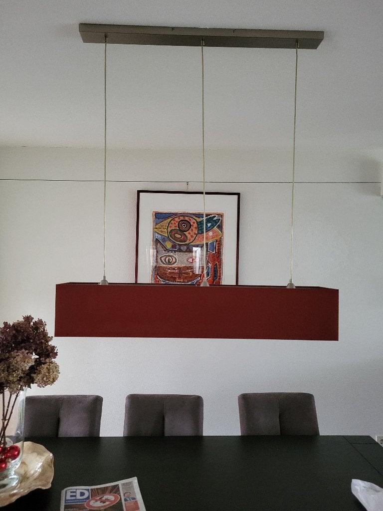 lamp, hanglamp, eetkamerlamp, eethoeklamp, Huis en Inrichting, Ophalen, Zo goed als nieuw, Textiel, E27 (groot)