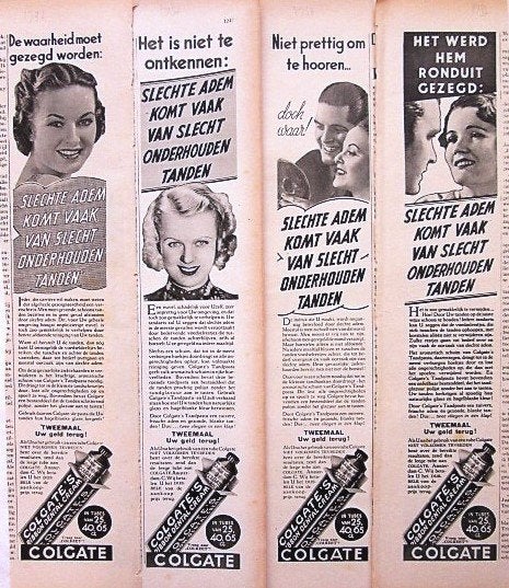 28 oude advertenties reclame tanden producten 35-50 tandarts, Ophalen of Verzenden, Gebruikt, Overige typen