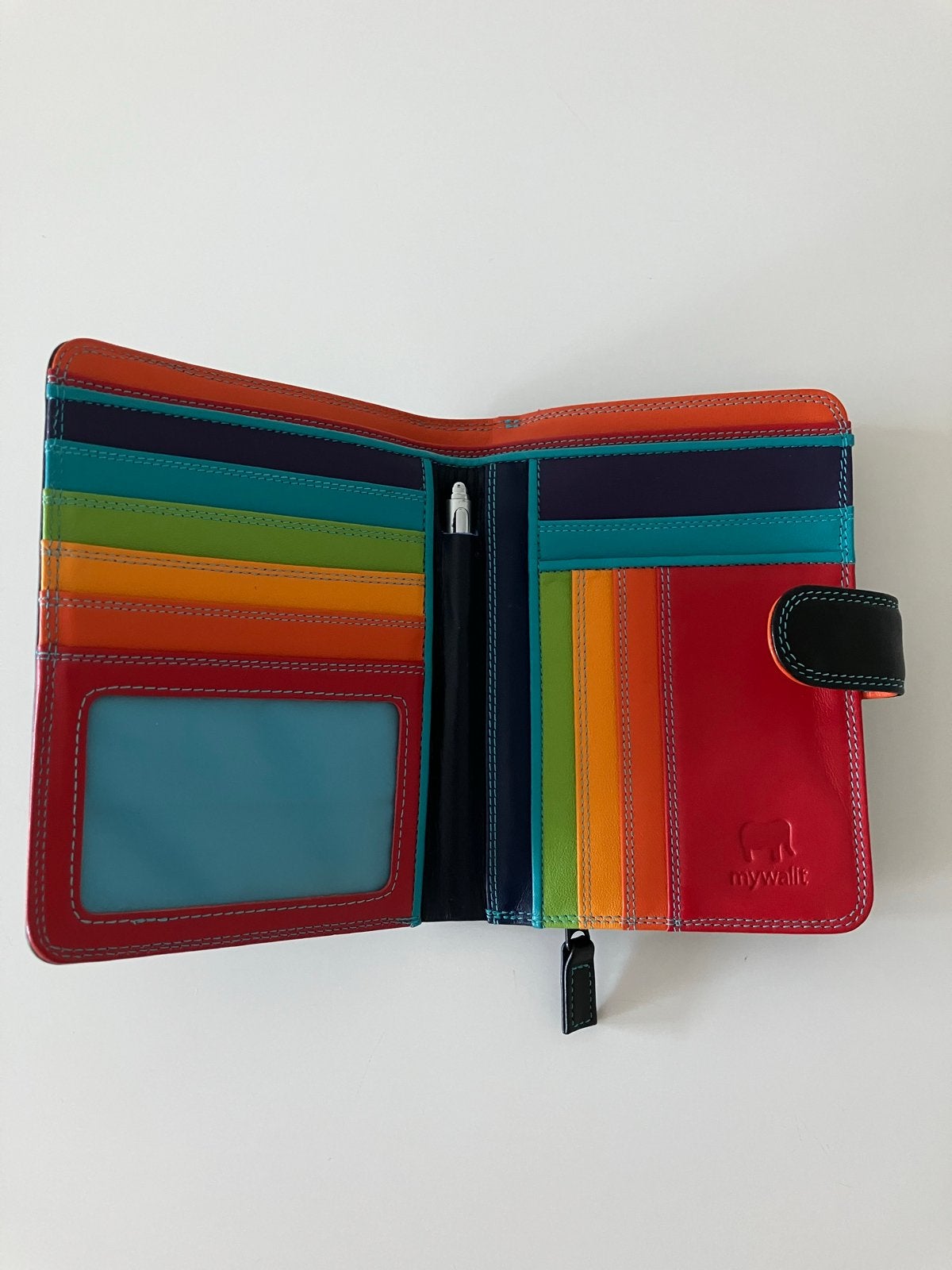 Mywalit Leren Portemonnee Zwart met Kleurrijke Binnenkant, Sieraden, Tassen en Uiterlijk, Portemonnees, Overige merken, Zwart