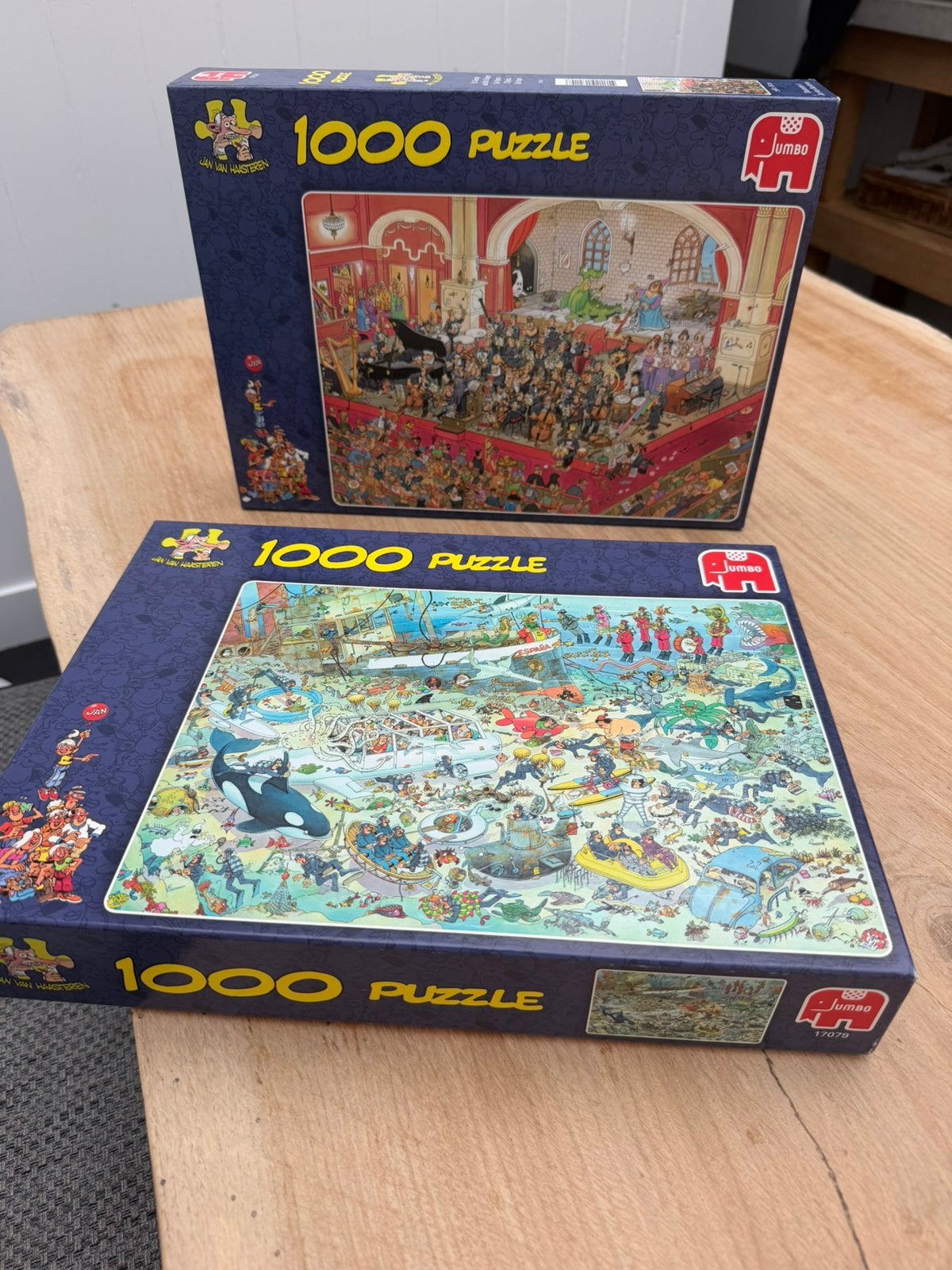 Puzzel van Haasteren 2011 en 2012 1000 stukjes, Hobby en Vrije tijd, Ophalen of Verzenden, 500 t/m 1500 stukjes, Zo goed als nieuw