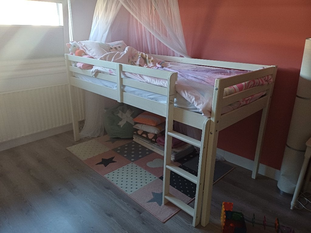 Half hoogslaper incl lattenbodem en matras, Ophalen, Gebruikt, Hoogslaper
