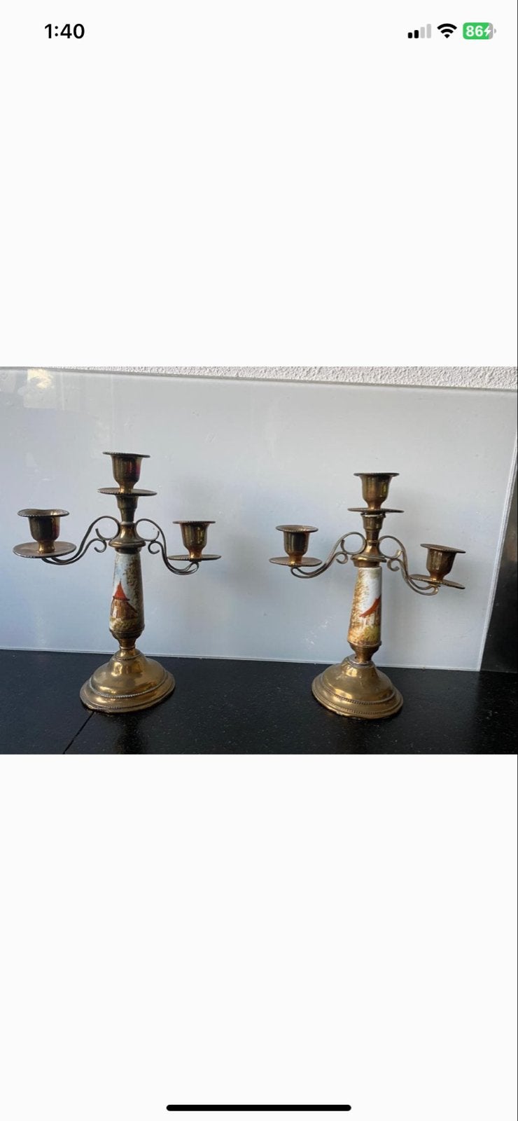2 Antieke Koperen Kandelaars porseleinen Decoratie, Antiek en Kunst, Ophalen of Verzenden, Koper of Brons