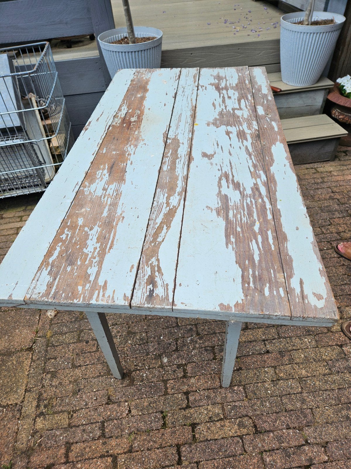 Franse Provenciaals blauwe opklaptafel, Antiek en Kunst, Ophalen