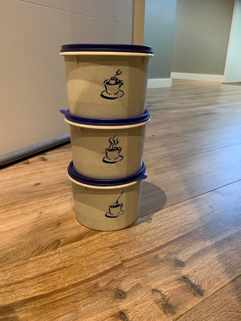 Koffie-thee-cacao voorraadbussen set 3-delig, Tupperware, Zo goed als nieuw, Tupperware, Verzenden