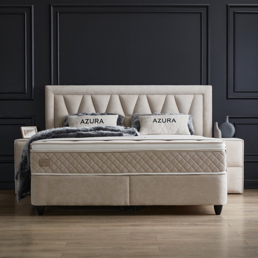 Azura twijfelaar opbergbed - 120x200 - Beige, Niet ingevuld, Niet ingevuld, Niet ingevuld