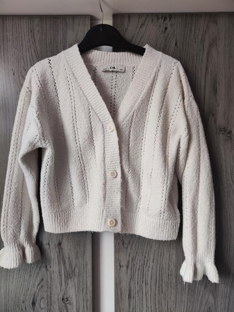 Wolle witte vest maat 116, Gebruikt, C&A, Meisje, Trui of Vest