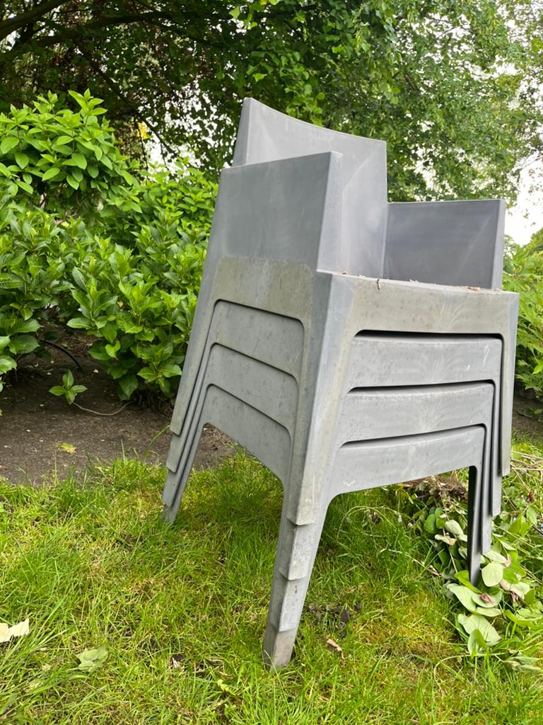Box tuinstoelen grijs 4, Tuin en Terras, Tuinstoelen, Ophalen, Gebruikt, Kunststof