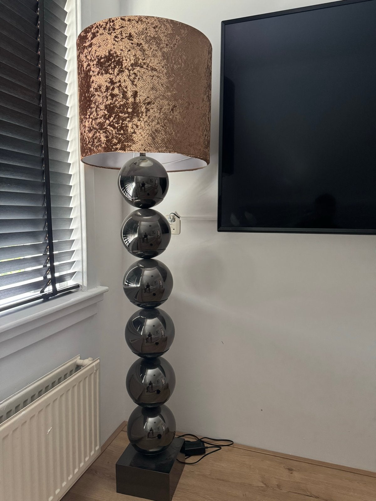 Richmond Bollen Lamp met Bruine Kap, Ophalen, E27 (groot), Zo goed als nieuw, Metaal