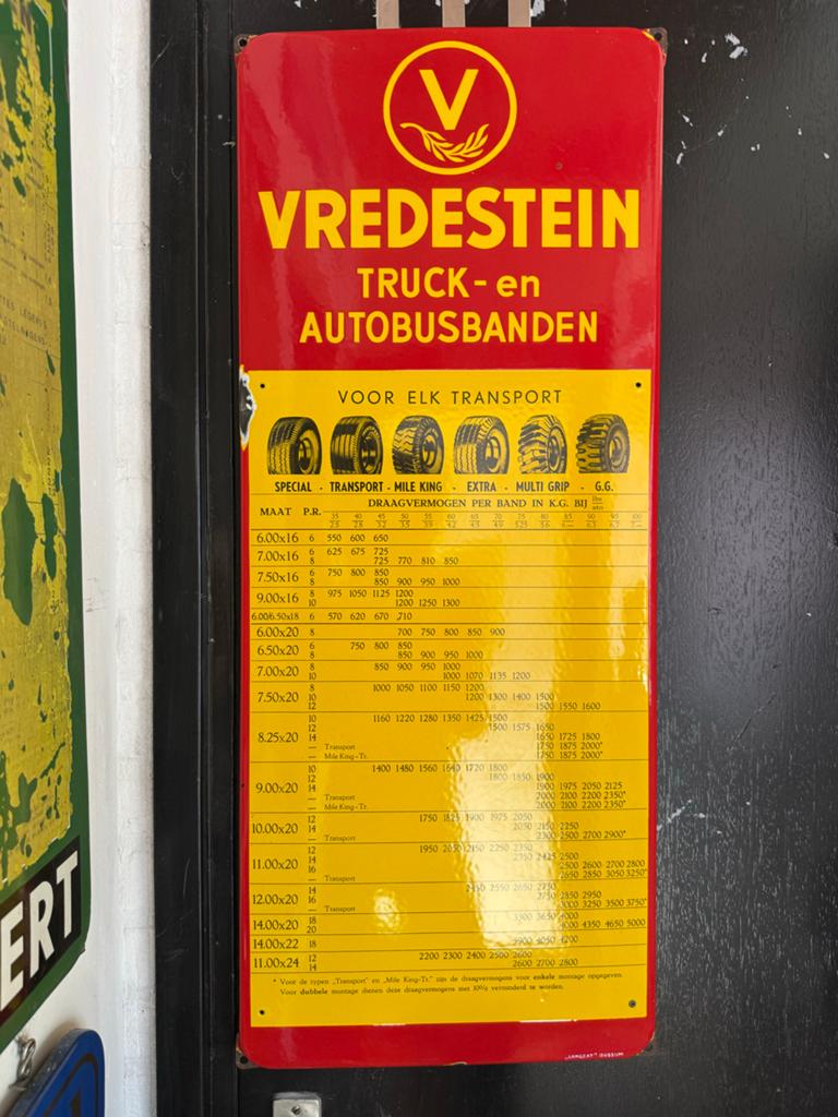 Vintage Vredestein Emaille Reclamebord Vrachtwagenbanden, Ophalen of Verzenden