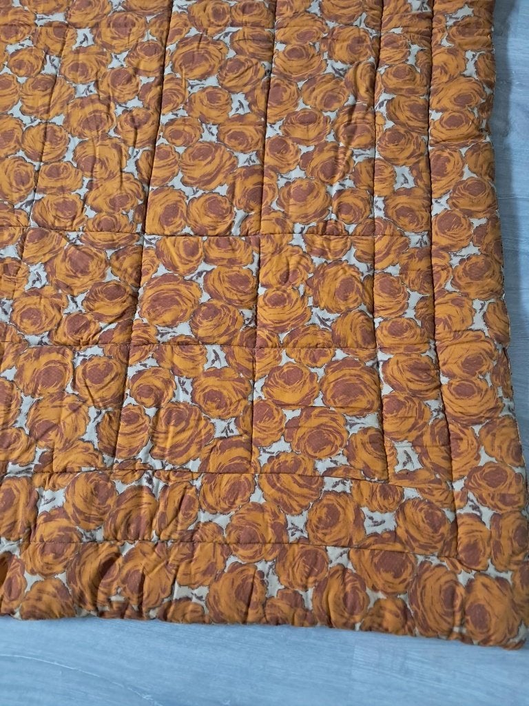 vintage gewatteerde deken 150x180, Gebruikt, Eenpersoons, Meerkleurig, Katoen