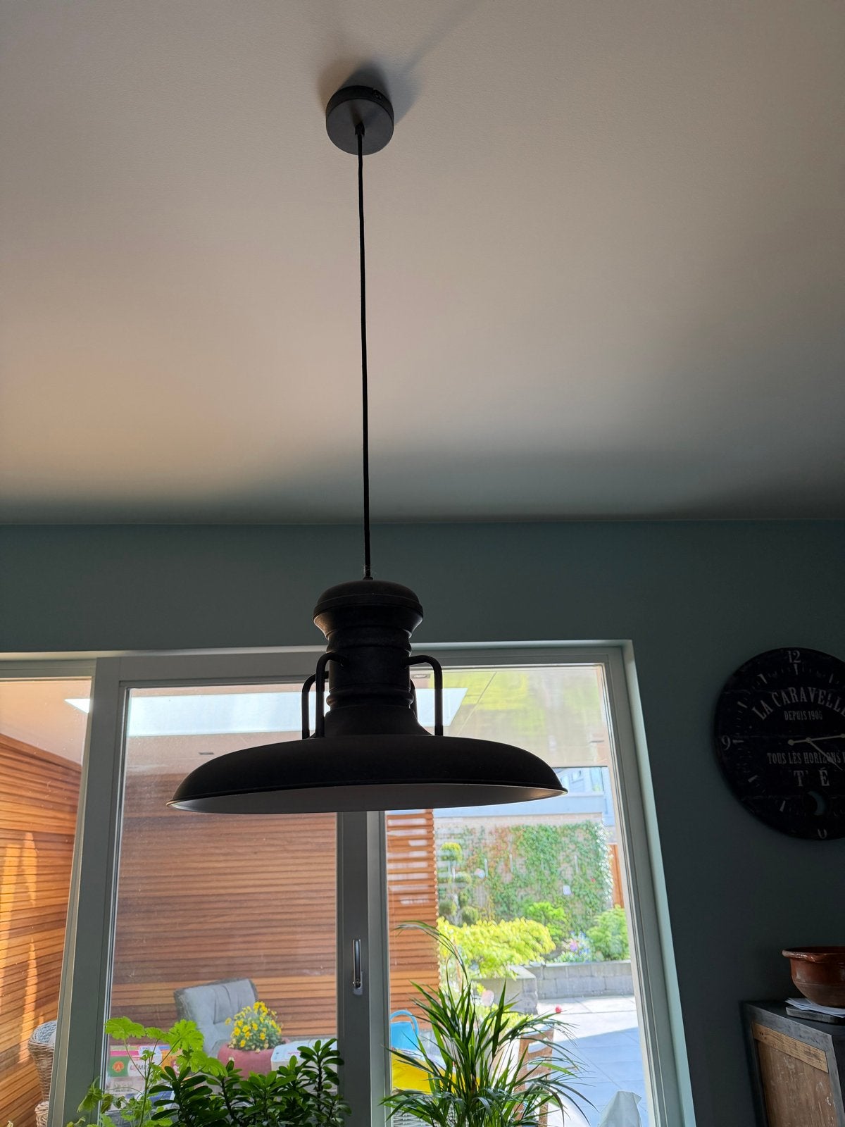 IndustriÃ«le hanglamp, zwart metaal, E27 fitting, Ophalen of Verzenden, Gebruikt, Metaal, E27 (groot)