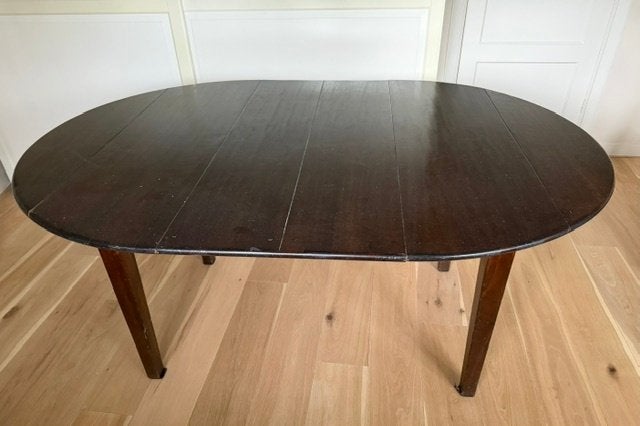 vintage uitschuifbare ronde - ovale eettafel 120 - 225 cm, Huis en Inrichting, Tafels | Eettafels, Ophalen, Gebruikt, 100 tot 150 cm
