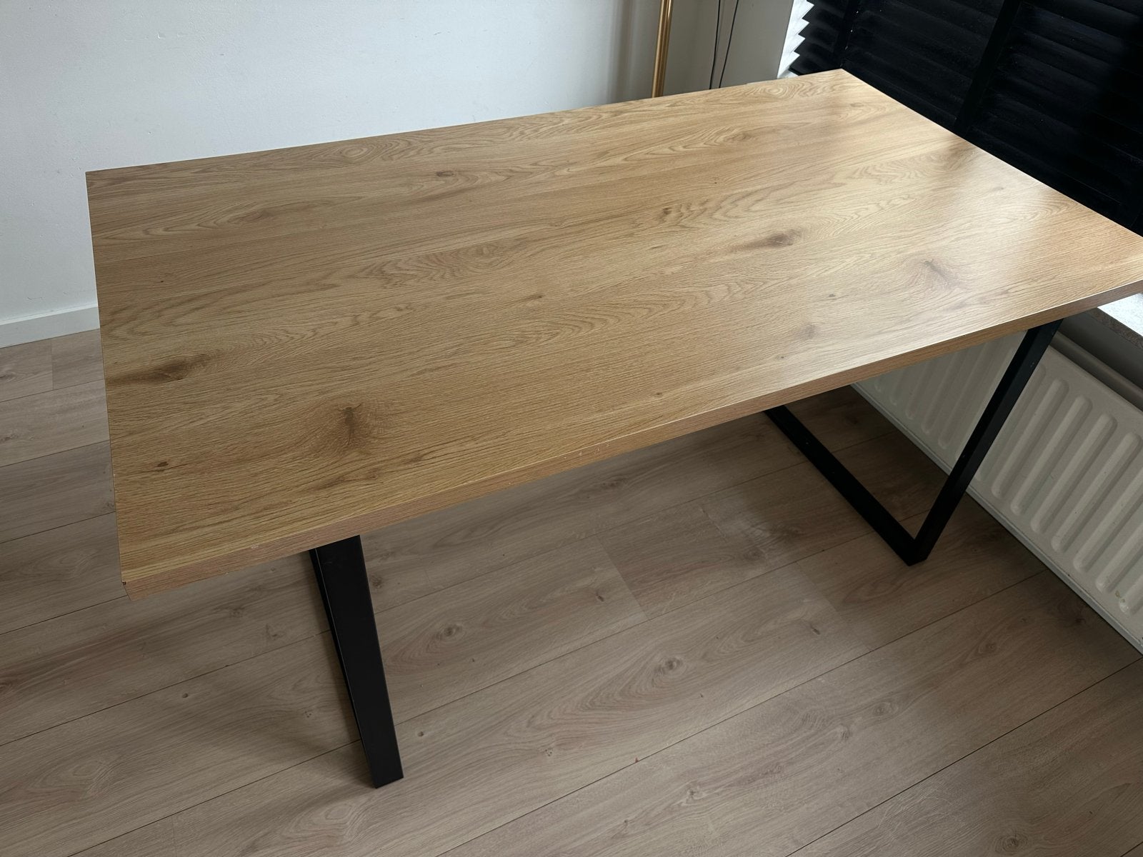 Eettafel jysk AABENRAA 90x160 warm eiken/zwart, Ophalen, Eikenhout, 50 tot 100 cm, Zo goed als nieuw