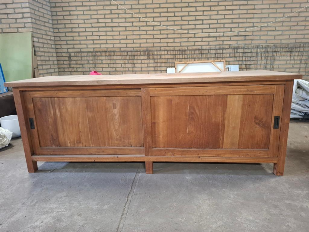 Onbehandeld Teakhouten TV-meubel - 201x61x73cm, Ophalen, Gebruikt, Teakhout, 200 cm of meer