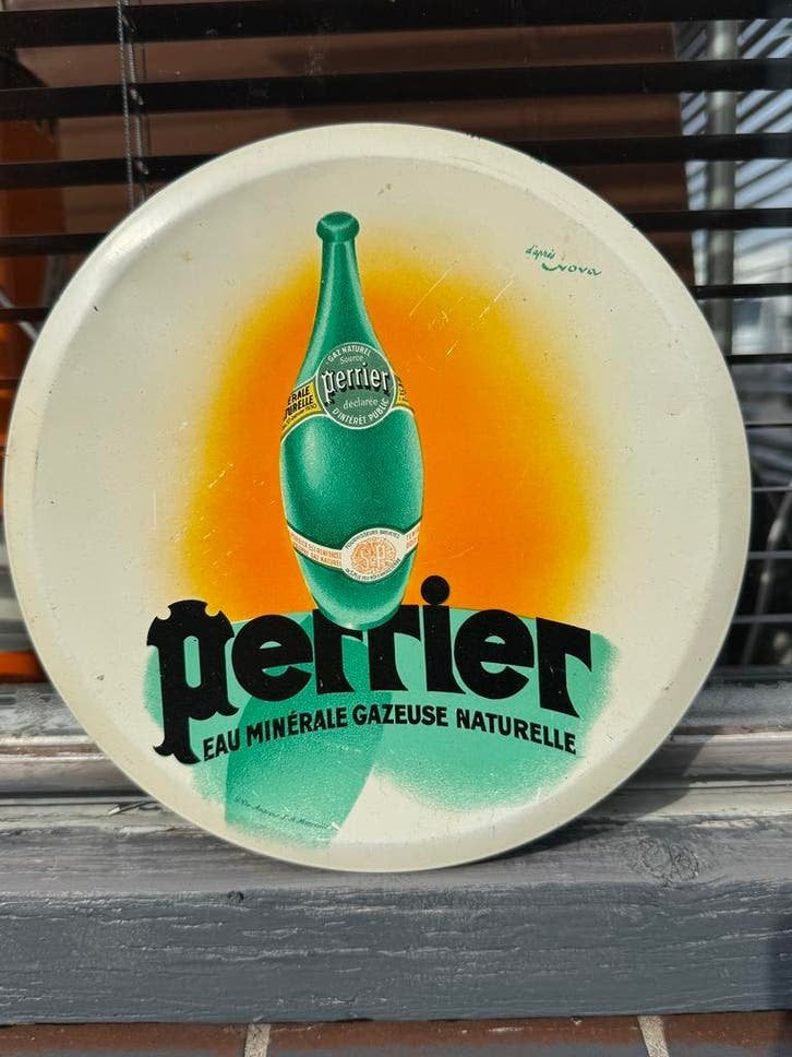 Vintage Perrier  Reclamebord - Metaal -, Antiek en Kunst, Ophalen of Verzenden