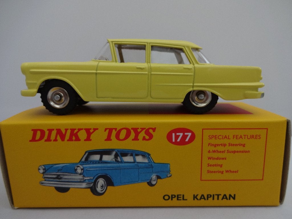 Opel Kapitan geel nr: 177 van Dinky Toys schaal 1:43, Hobby en Vrije tijd, Ophalen of Verzenden, Nieuw, Auto, Dinky Toys