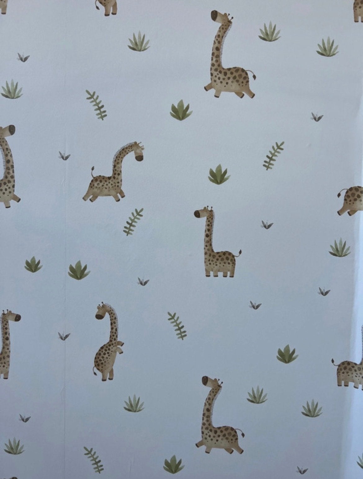 Vliesbehang met giraffenpatroon, Natuurlijk, Overige merken, Wit, Ophalen of Verzenden